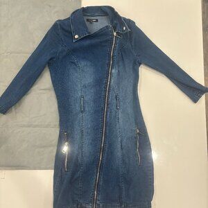 Nwot Fashion Nova Denim Zip Dress - image 1